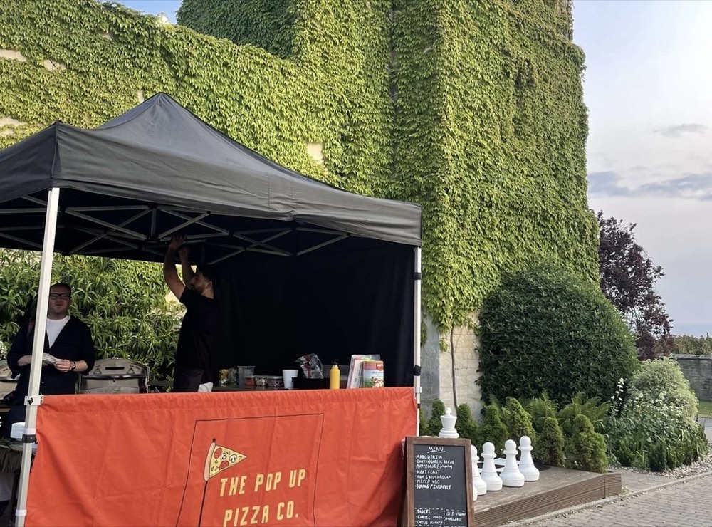 The Pop Up Pizza Co event set-up at a wedding venue in Cheltenham